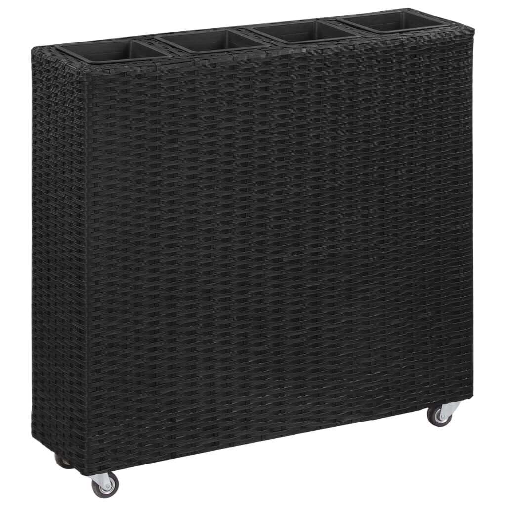 vidaXL Ζαρντινιέρα Υπερυψωμένη 4 Δοχεία Μαύρη 80x22x79 εκ. Συνθ. Ρατάν