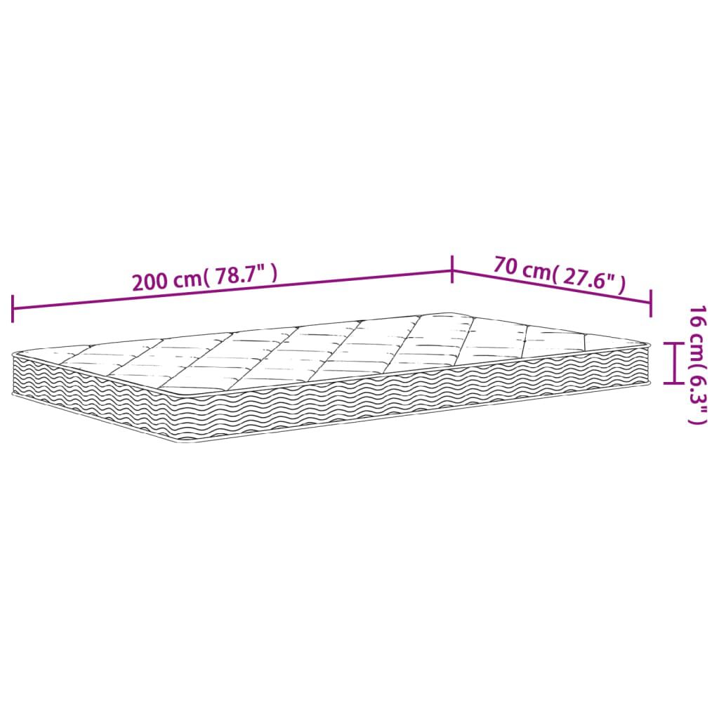 vidaXL Στρώμα Αφρού Medium Soft 70x200 εκ.
