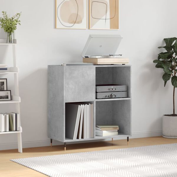 vidaXL Δισκοθήκη Γκρι Σκυροδέματος 84,5 x 38 x 89 εκ από Επεξεργ. Ξύλο