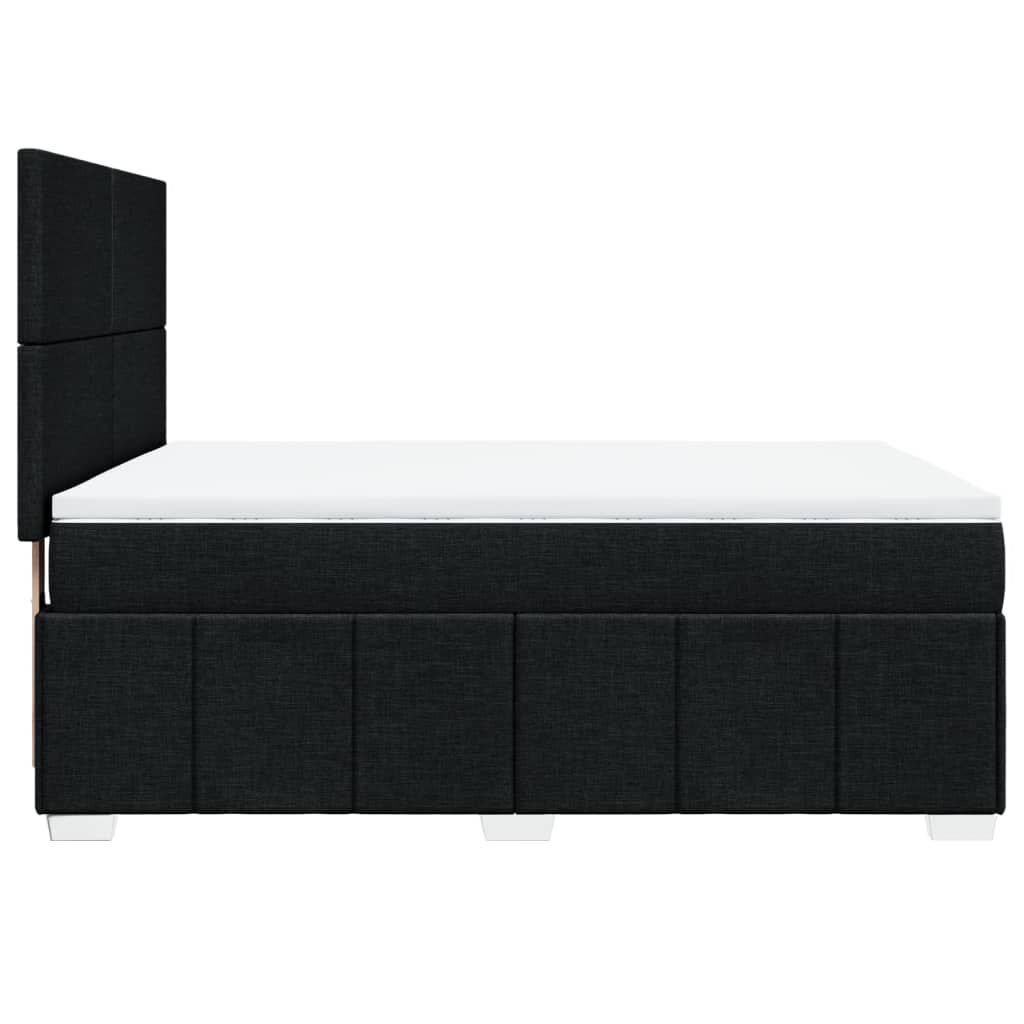 vidaXL Κρεβάτι Boxspring με Στρώμα Μαύρο 140x190 εκ. Υφασμάτινο