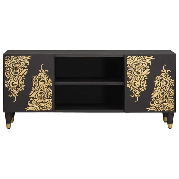 vidaXL Ντουλάπι TV με ράφι Μαύρο 105 x 33 x 46 εκ. Στερεό ξύλο μάνγκο