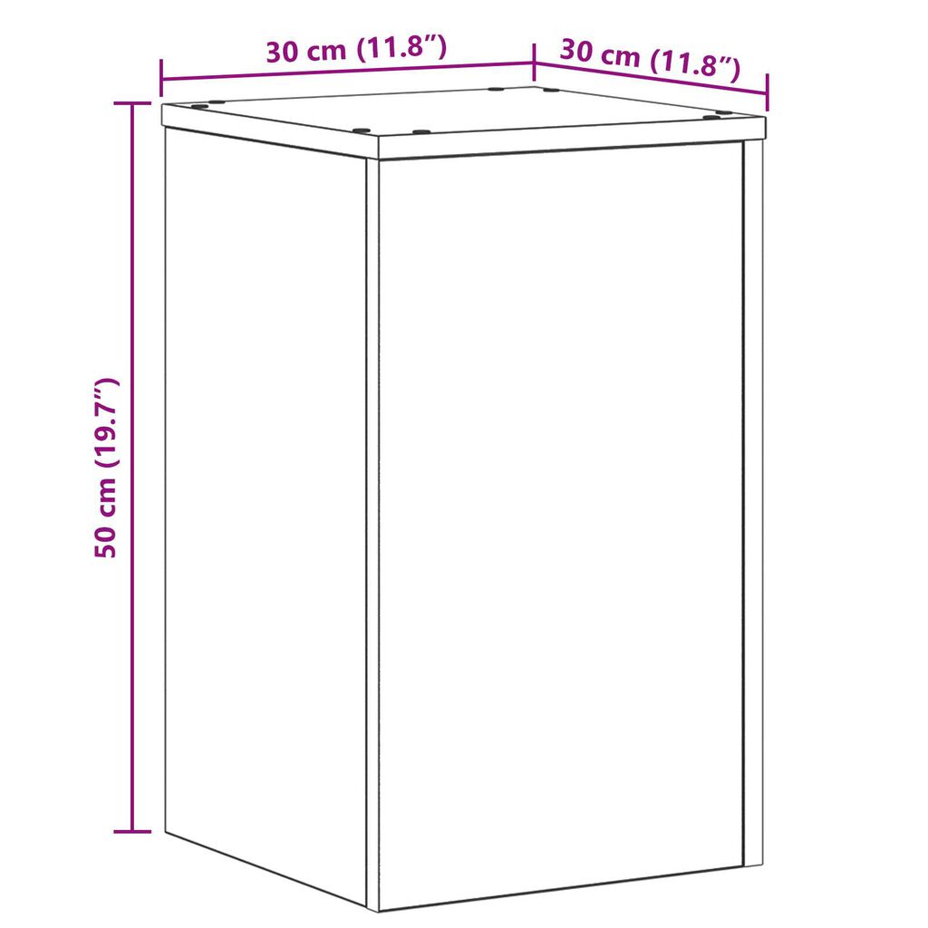vidaXL Βάσεις φυτών 2 τεμ Μαύρο Δρυ 30x30x50 εκ. Ξύλινες