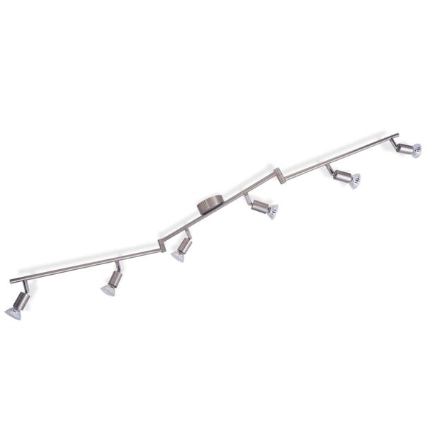 vidaXL Φωτιστικό Σποτ Ράγα Οροφής με 6 Προβολείς LED Σατινέ Νικελίου