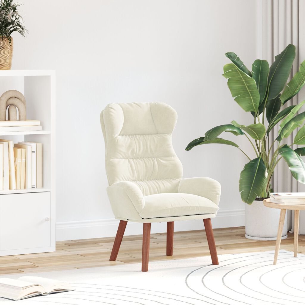 vidaXL Χαλαρωτική Πολυθρόνα Κρεμ 69 x 74 x 93 εκ. Βελούδο