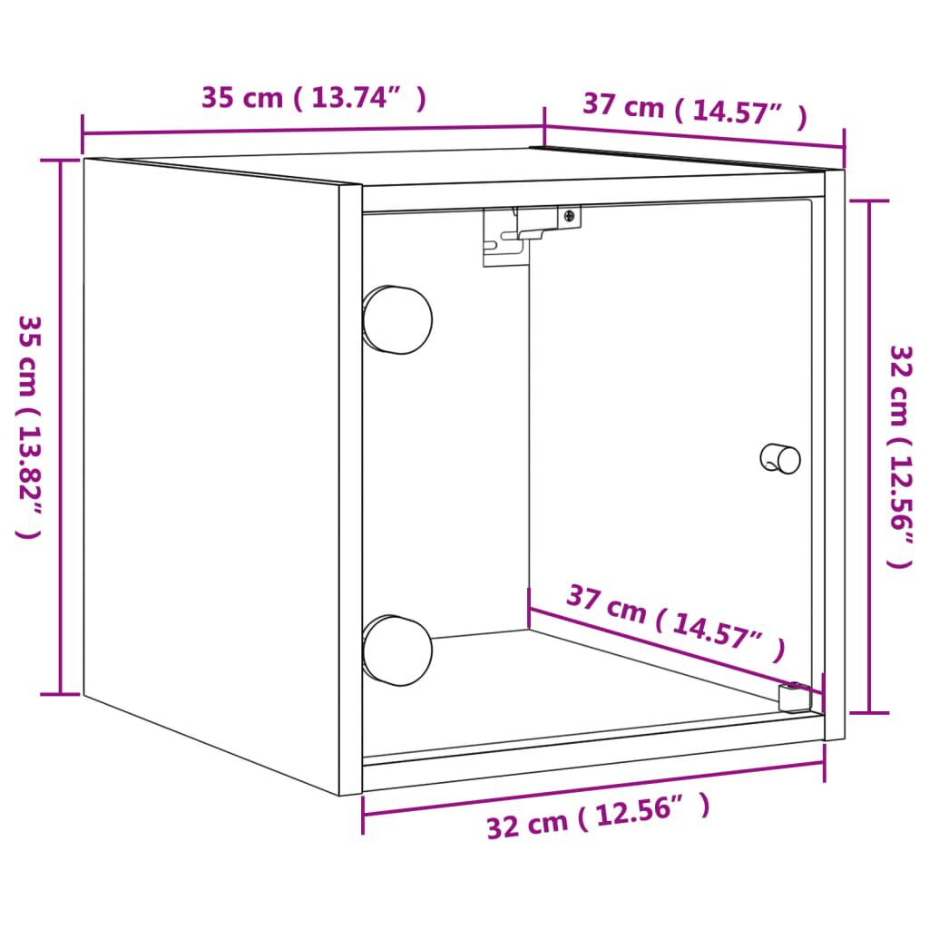 vidaXL Κομοδίνα 2 τεμ. Sonoma Δρυς 35x37x35 εκ. με Γυάλινες Πόρτες