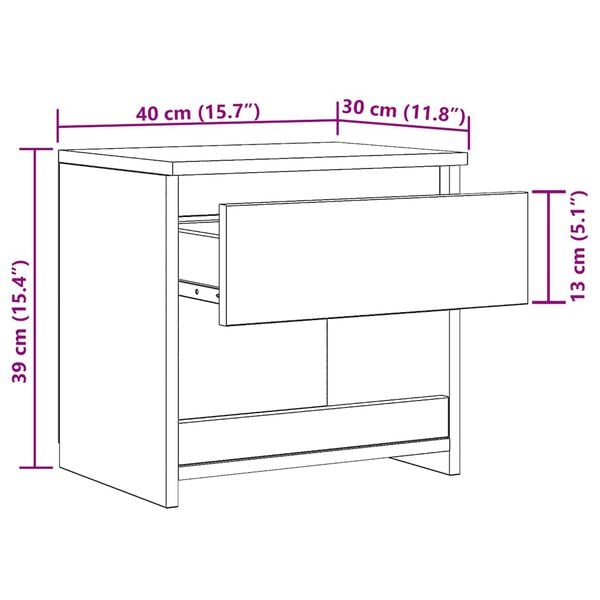 vidaXL ντουλάπι κομοδίνου Παλιό ξύλο 40x30x39 cm Κατασκευασμένο ξύλο