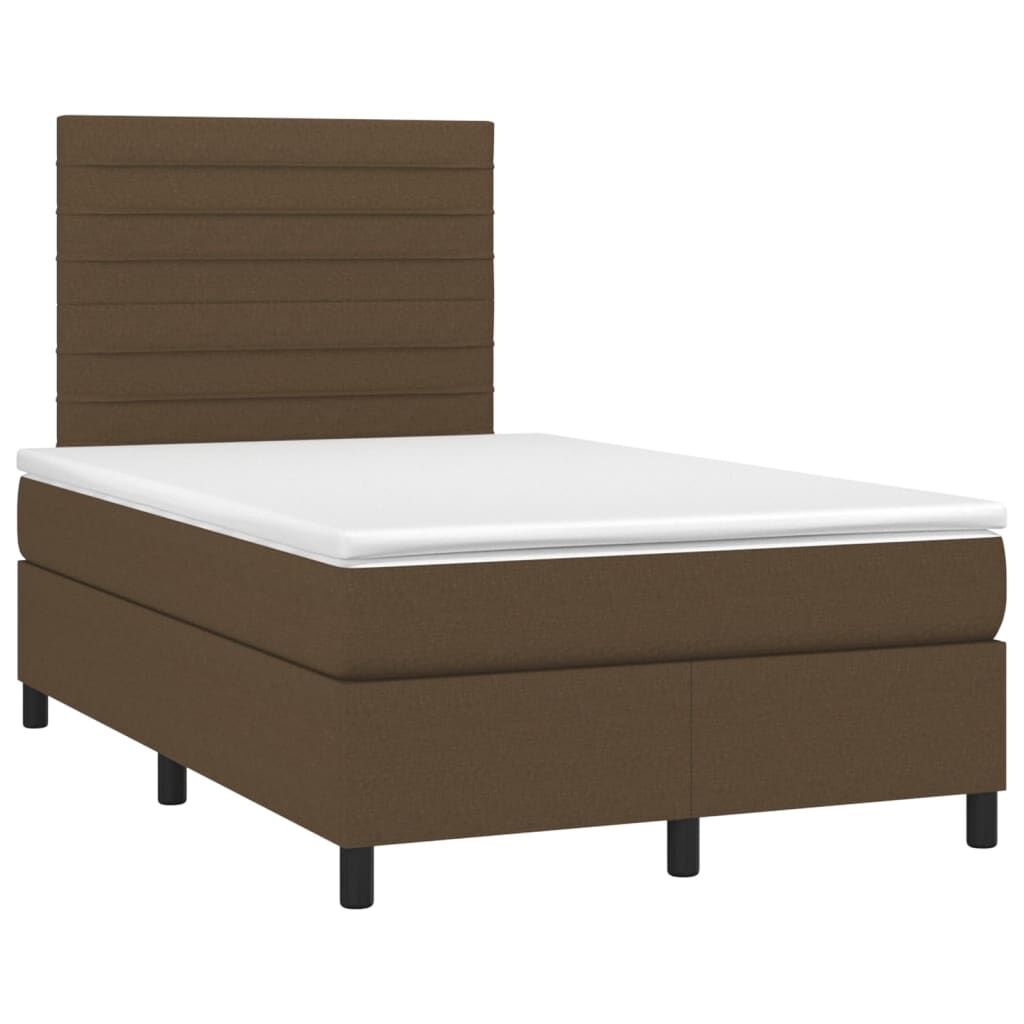 vidaXL Κρεβάτι Boxspring με Στρώμα & LED Σκ.Καφέ 120x200 εκ Υφασμάτινο