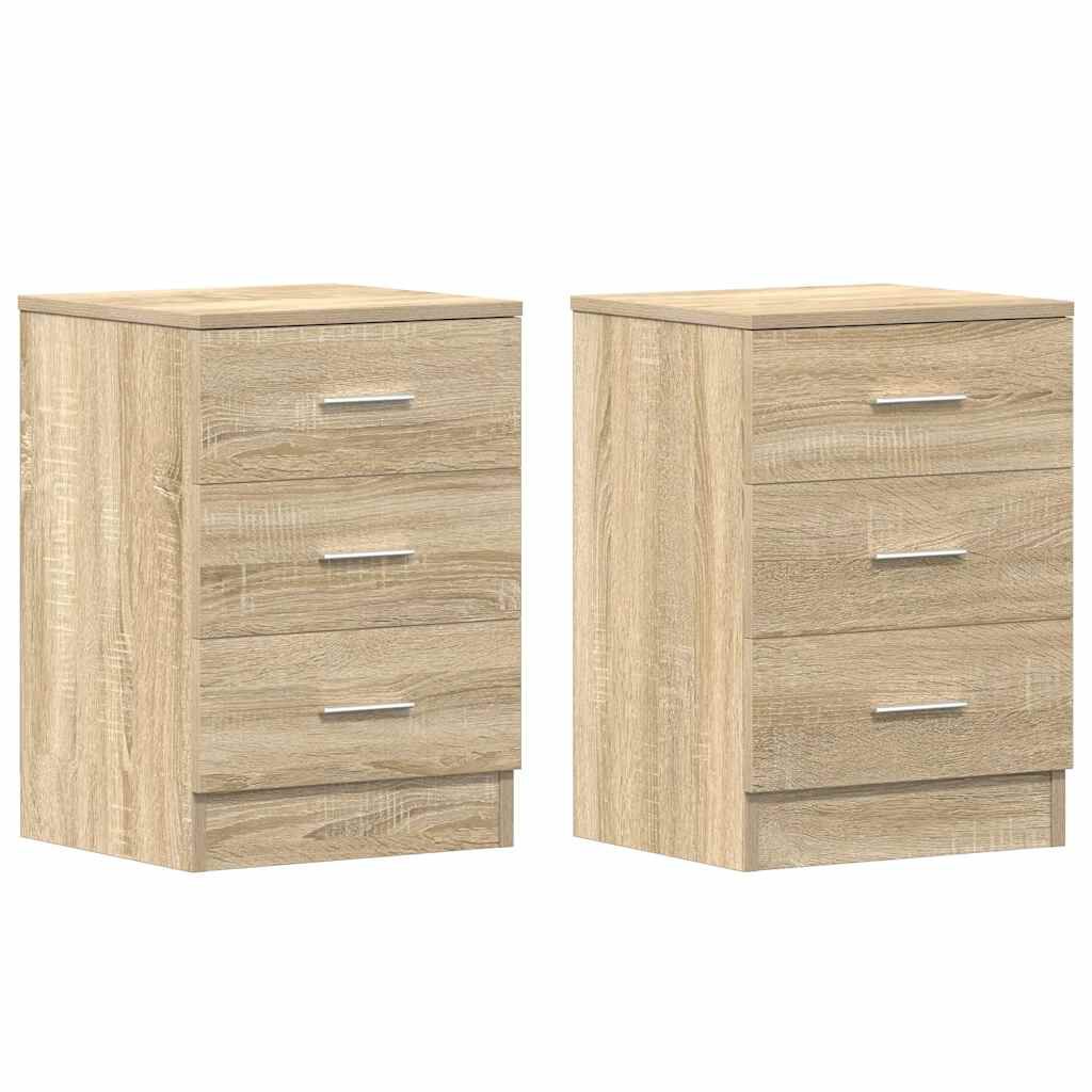 vidaXL Κομοδίνα 2 τεμ. Χρώμα Sonoma Δρυς 38x35x56 εκ. από Επεξ. Ξύλο