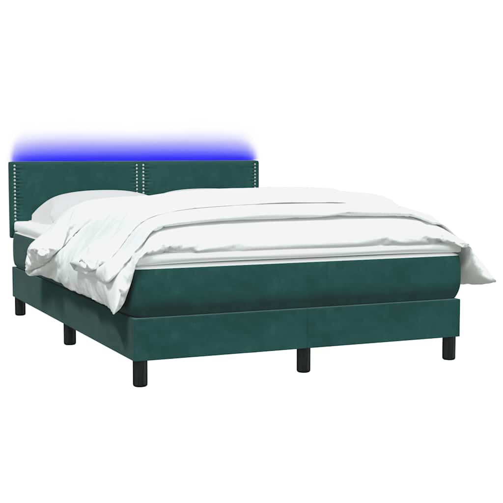vidaXL Box Spring Κρεβάτι με στρώμα Σκούρο πράσινο 140x220cm Βελούδινο