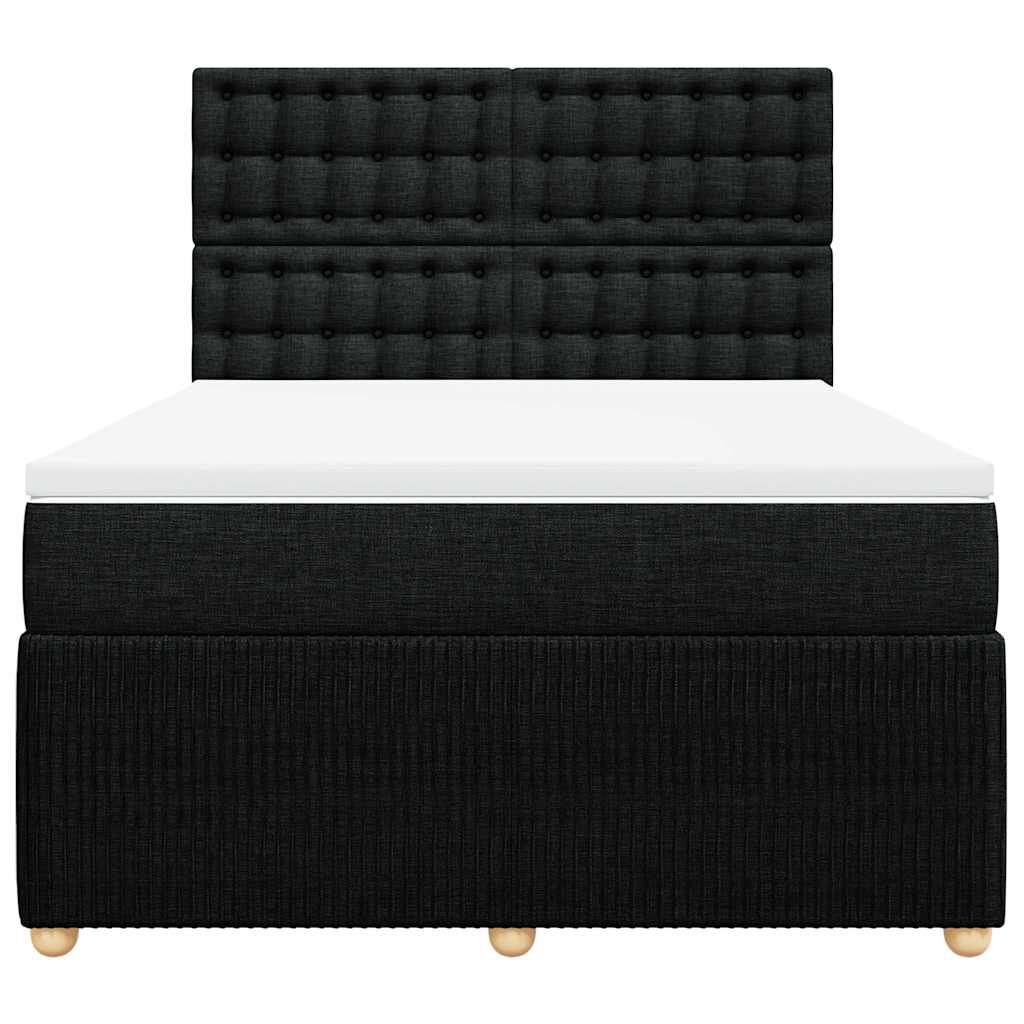 vidaXL Κρεβάτι Boxspring με Στρώμα Μαύρο 140x200 εκ. Υφασμάτινο