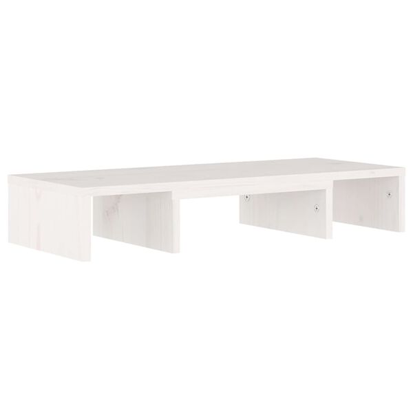 vidaXL Βάση Οθόνης Λευκή 60 x 24 x 10,5 εκ. από Μασίφ Ξύλο Πεύκου