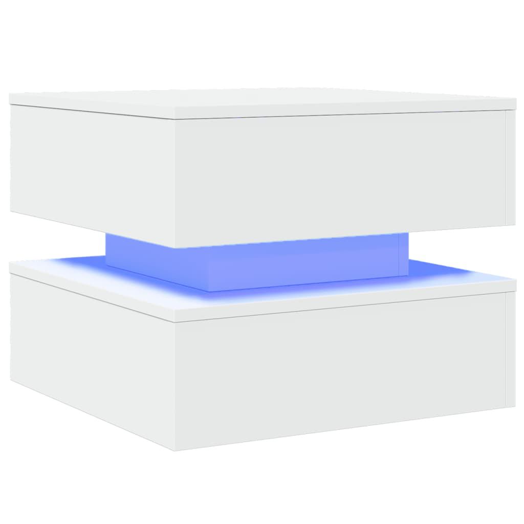 vidaXL Τραπεζάκι Σαλονιού με LED Λευκό 50 x 50 x 40 εκ.