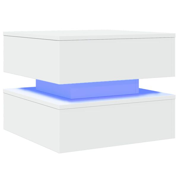 vidaXL Τραπεζάκι Σαλονιού με LED Λευκό 50 x 50 x 40 εκ.