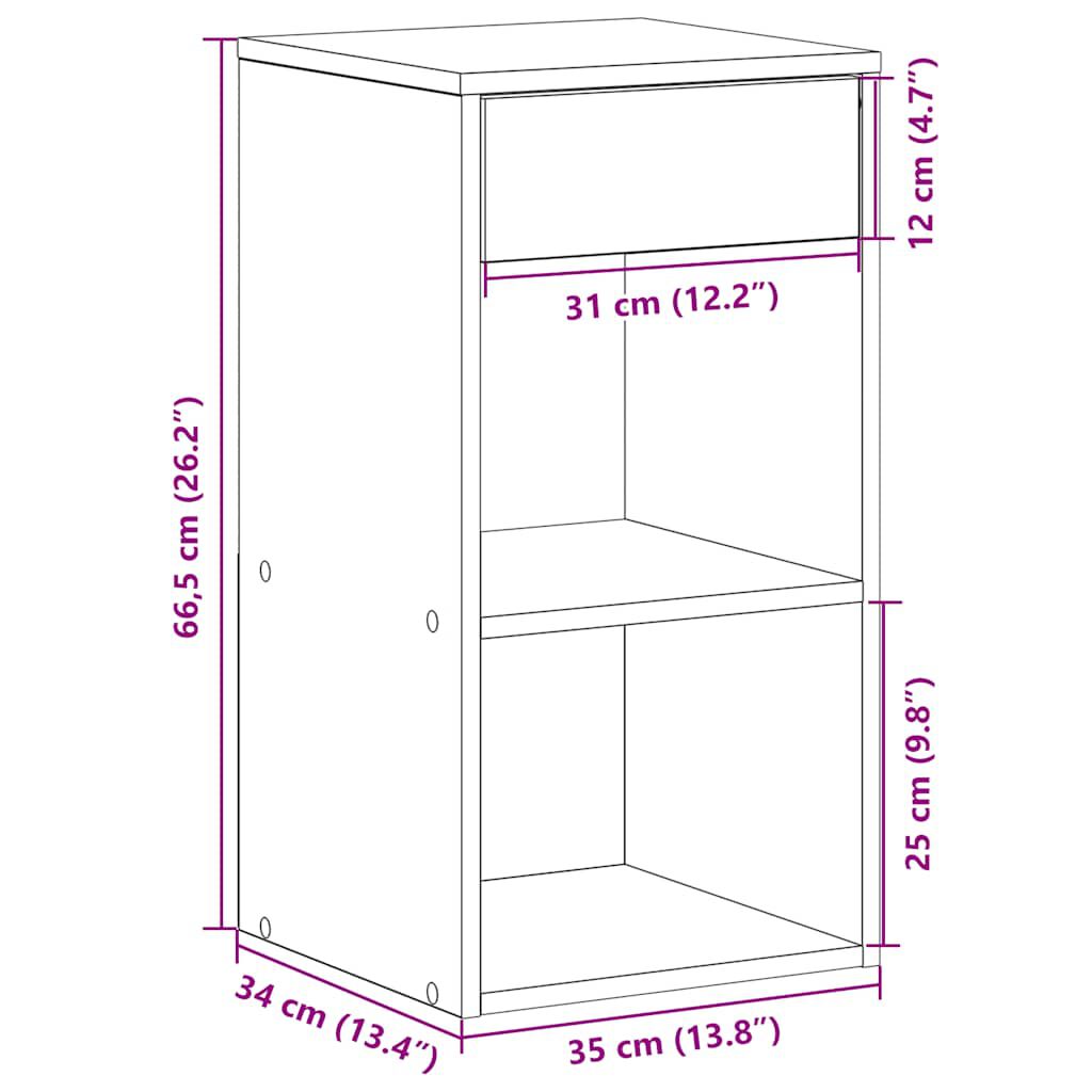 vidaXL Κομοδίνο με συρτάρι Γκρι Σκυροδέματος 35x34x66,5 εκ.