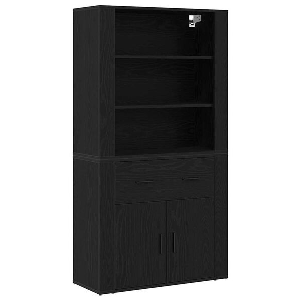 vidaXL Highboard &Mu;&alpha;ύ&rho;&eta; &Omicron;&xi;&upsilon;ά 80 x 33 x 150 &epsilon;&kappa; &Epsilon;&pi;&epsilon;&xi;&epsilon;&rho;&gamma;&alpha;&sigma;&mu;έ&nu;&omicron; &xi;ύ&lambda;&omicron;