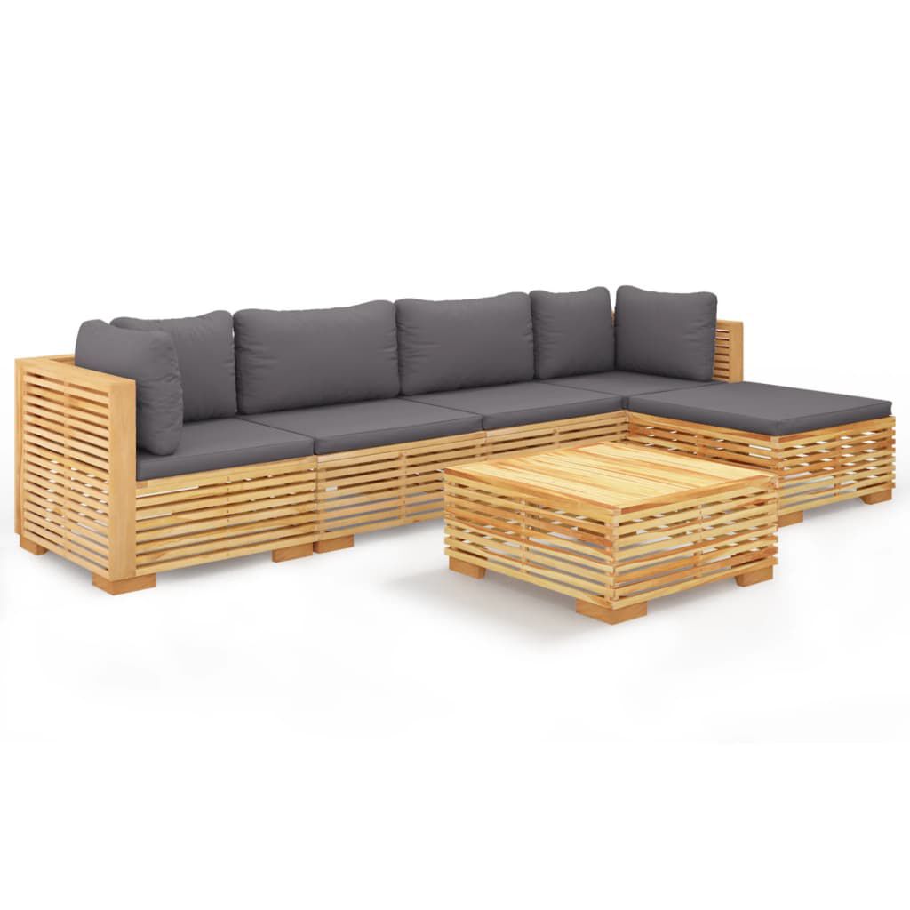 vidaXL Σαλόνι Κήπου Σετ 6 Τεμαχίων από Μασίφ Ξύλο Teak με Μαξιλάρια