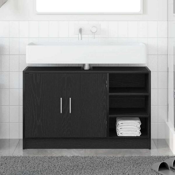vidaXL Ντουλάπι Νιπτήρα Μαύρη Οξυά 90 x 29 x 55 εκ. Επεξεργασμένο ξύλο