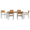 vidaXL Σέτ φαγητού για κήπο 7 pcs Γκρι και καφέ 180 x 90 x 75 cm