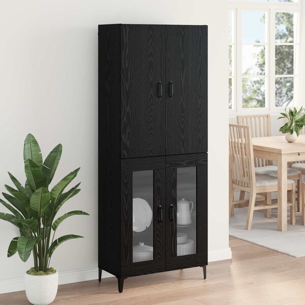 vidaXL Highboard &Mu;&alpha;ύ&rho;&eta; &Omicron;&xi;&upsilon;ά 69,5 x 34 x 180 &epsilon;&kappa;. &Epsilon;&pi;&epsilon;&xi;&epsilon;&rho;&gamma;&alpha;&sigma;&mu;έ&nu;&omicron; &xi;ύ&lambda;&omicron;