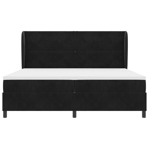 vidaXL Κρεβάτι με ελατήρια με στρώμα Μαύρο 200 x 200 cm Βελούδο