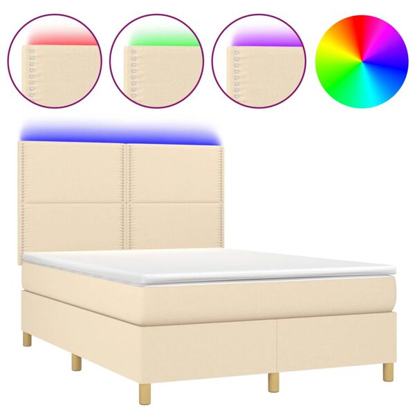 vidaXL &Kappa;&rho;&epsilon;&beta;ά&tau;&iota; Boxspring &mu;&epsilon; &Sigma;&tau;&rho;ώ&mu;&alpha; & LED &Kappa;&rho;&epsilon;&mu; 140x200 &epsilon;&kappa;. &Upsilon;&phi;&alpha;&sigma;&mu;ά&tau;&iota;&nu;&omicron;