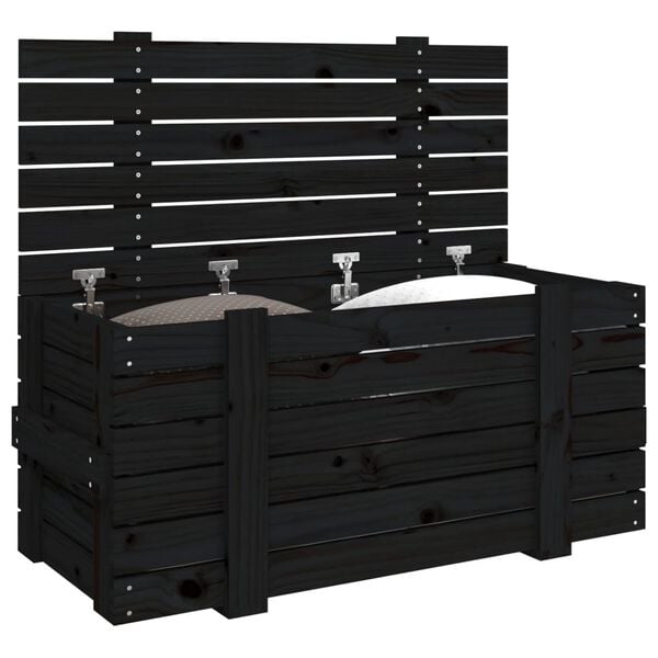 vidaXL Κουτί Αποθήκευσης Μαύρα 91x40,5x42 εκ. Μασίφ Ξύλο Πεύκου