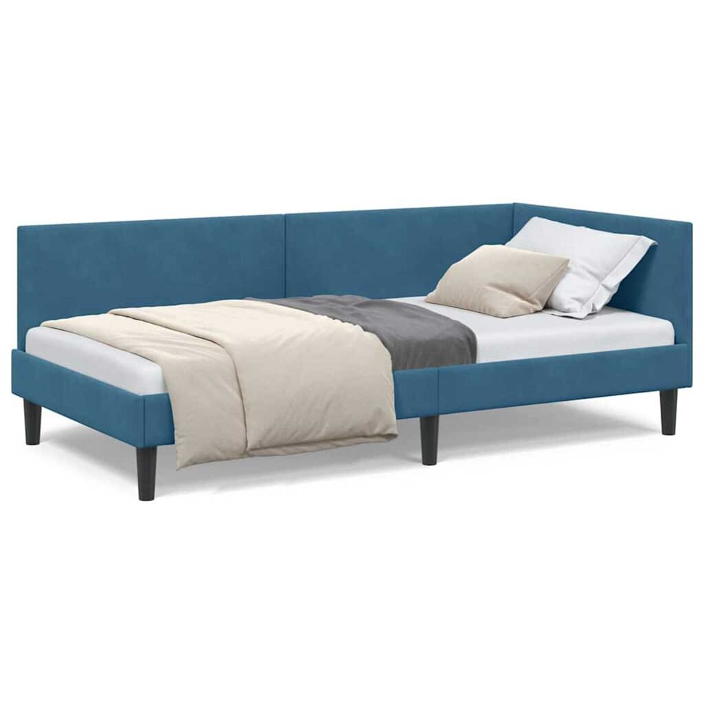 vidaXL Κρεβάτι Γωνίας Μπλε 100 x 200 cm Βελούδο και Εργοστασιακό ξύλο