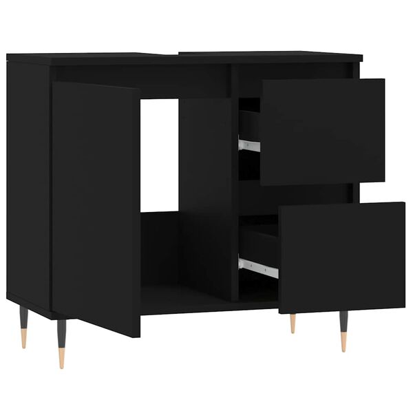 vidaXL Ντουλάπι Μπάνιου Μαύρο 65x33x60 εκ. Επεξεργασμένο Ξύλο