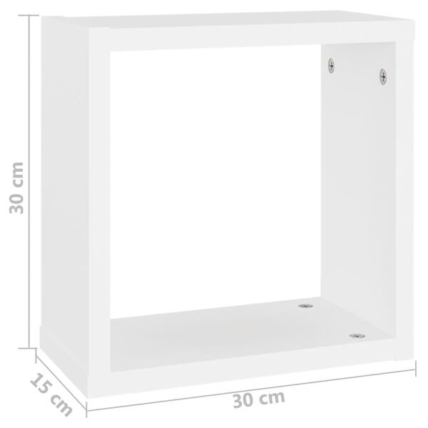 vidaXL Ράφια Κύβοι Τοίχου 2 τεμ. Λευκά 30 x 15 x 30 εκ. από MDF