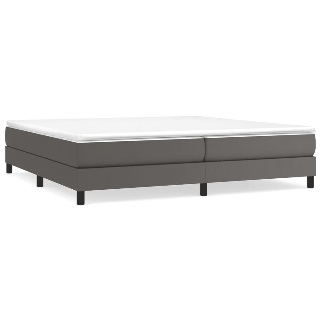vidaXL Κρεβάτι Boxspring με Στρώμα Γκρι 200x200 εκ. Συνθετικό Δέρμα