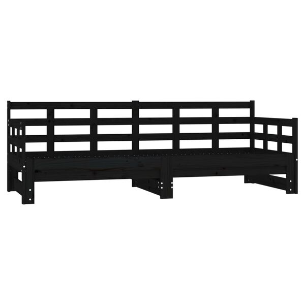 vidaXL Καναπές Κρεβάτι Συρόμενος Μαύρος 2x(90x200) εκ. από Μασίφ Πεύκο