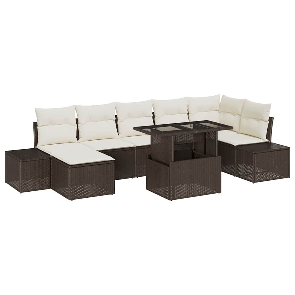 vidaXL Σετ Καναπέ Κήπου με αποθήκευση 8 pcs Καφέ Πολυ ράταν