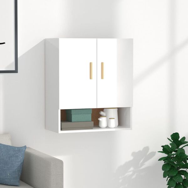 vidaXL Ντουλάπι Τοίχου Γυαλιστερό Λευκό 60x31x70 εκ Επεξεργασμένο Ξύλο