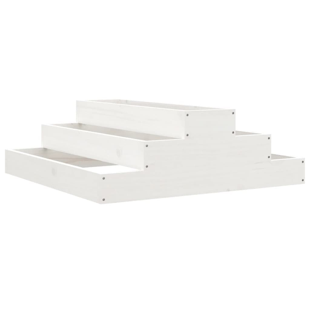 vidaXL Ζαρντινιέρα Λευκή 80 x 80 x 27 εκ. από Μασίφ Ξύλο Πεύκου