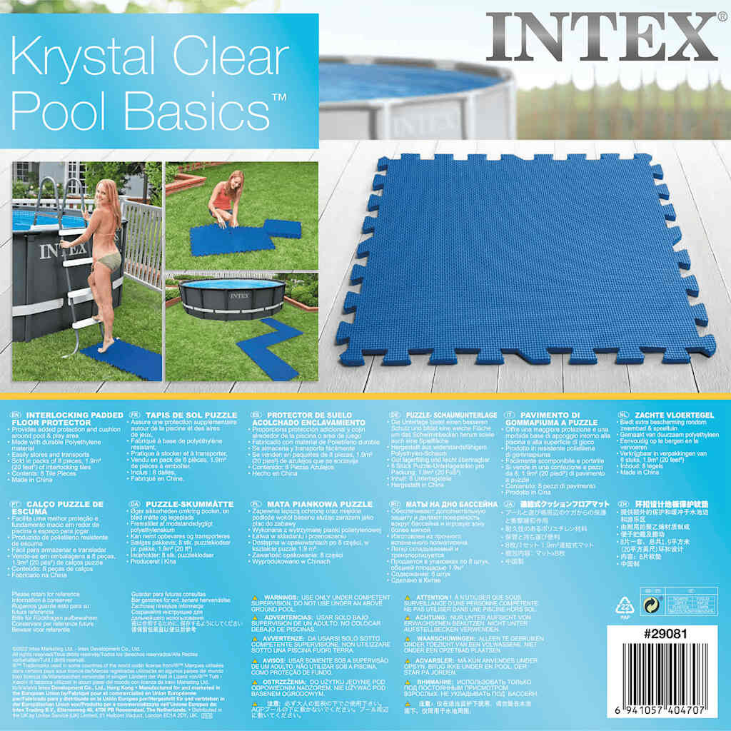 Intex Προστατευτικό Πάτωμα Πισίνας 8 τεμ. Μπλε 50 x 50 εκ.
