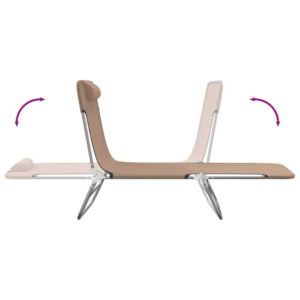 vidaXL Ξαπλώστρες Πτυσσόμενες 2 τεμ. Taupe από Textilene & Ατσάλι