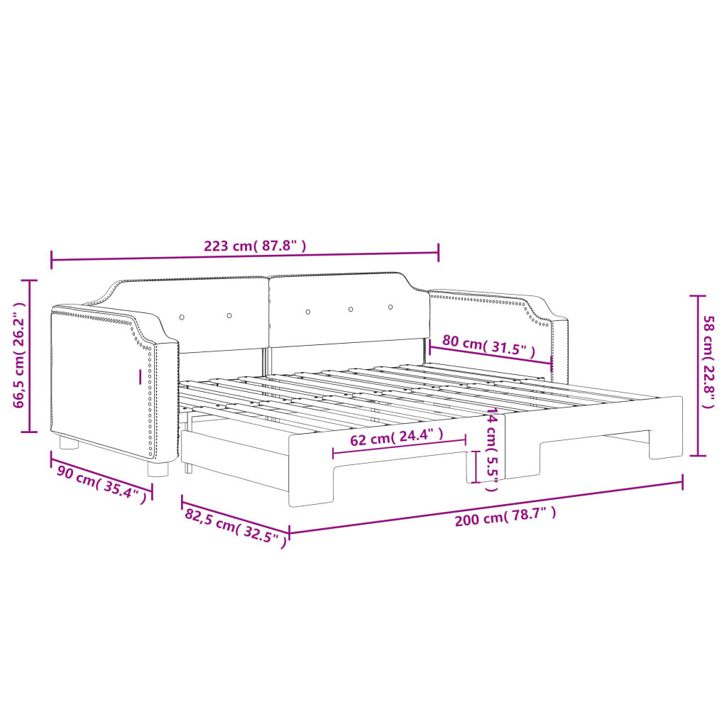vidaXL Καναπές Κρεβάτι Συρόμενος Taupe 80 x 200 εκ. Υφασμάτινος