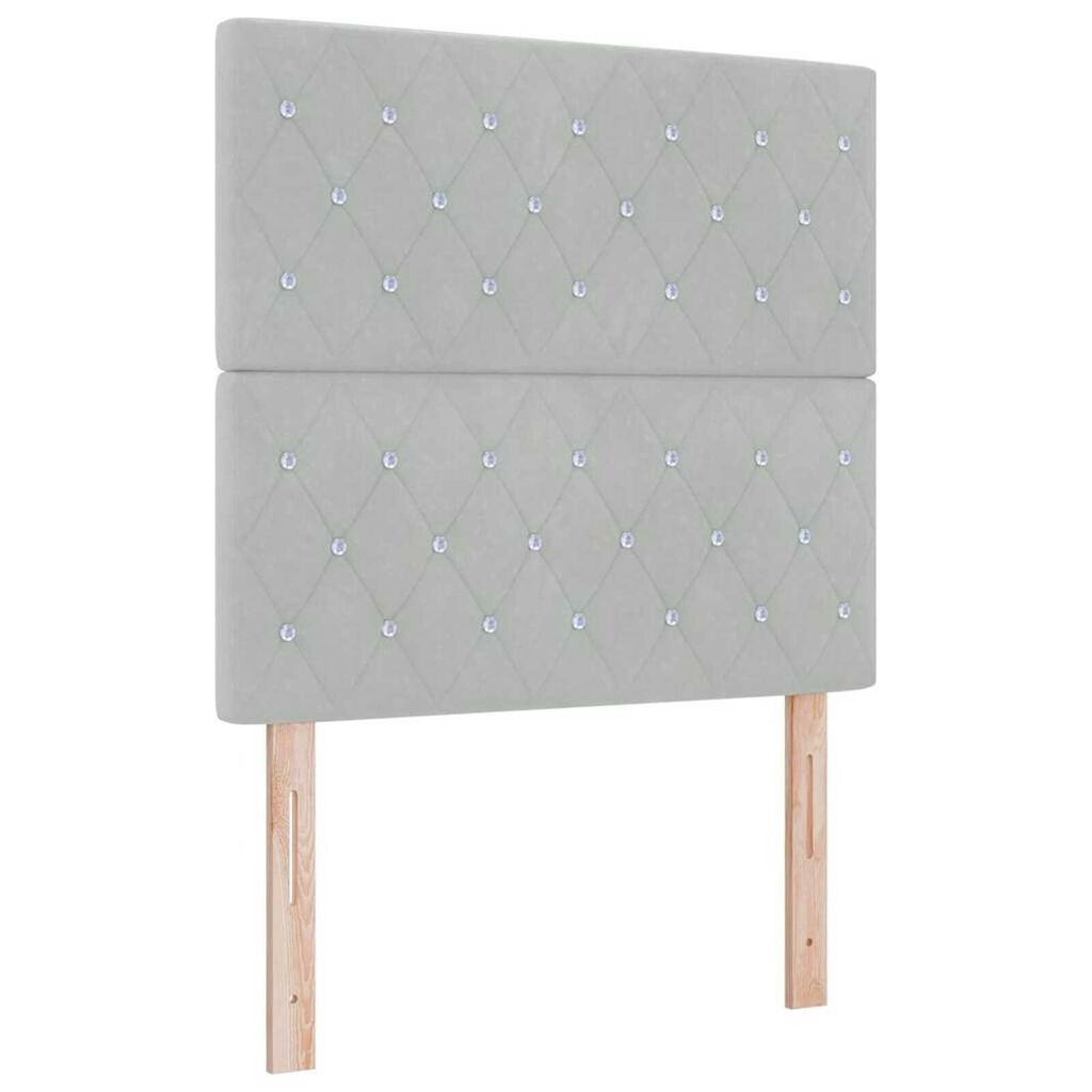 vidaXL Κρεβάτι Box Spring LED με Στρώμα Ανοιχτό γκρι 90 x 190 cm