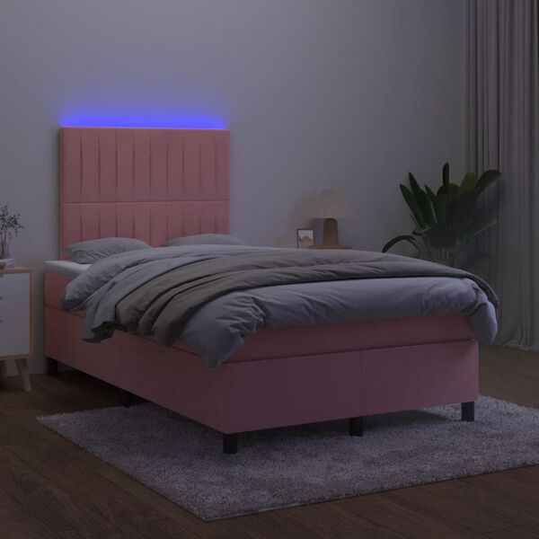 vidaXL &Kappa;&rho;&epsilon;&beta;ά&tau;&iota; Boxspring &mu;&epsilon; &Sigma;&tau;&rho;ώ&mu;&alpha; & LED &Rho;&omicron;&zeta; 120x190 &epsilon;&kappa;. &Beta;&epsilon;&lambda;&omicron;ύ&delta;&iota;&nu;&omicron;