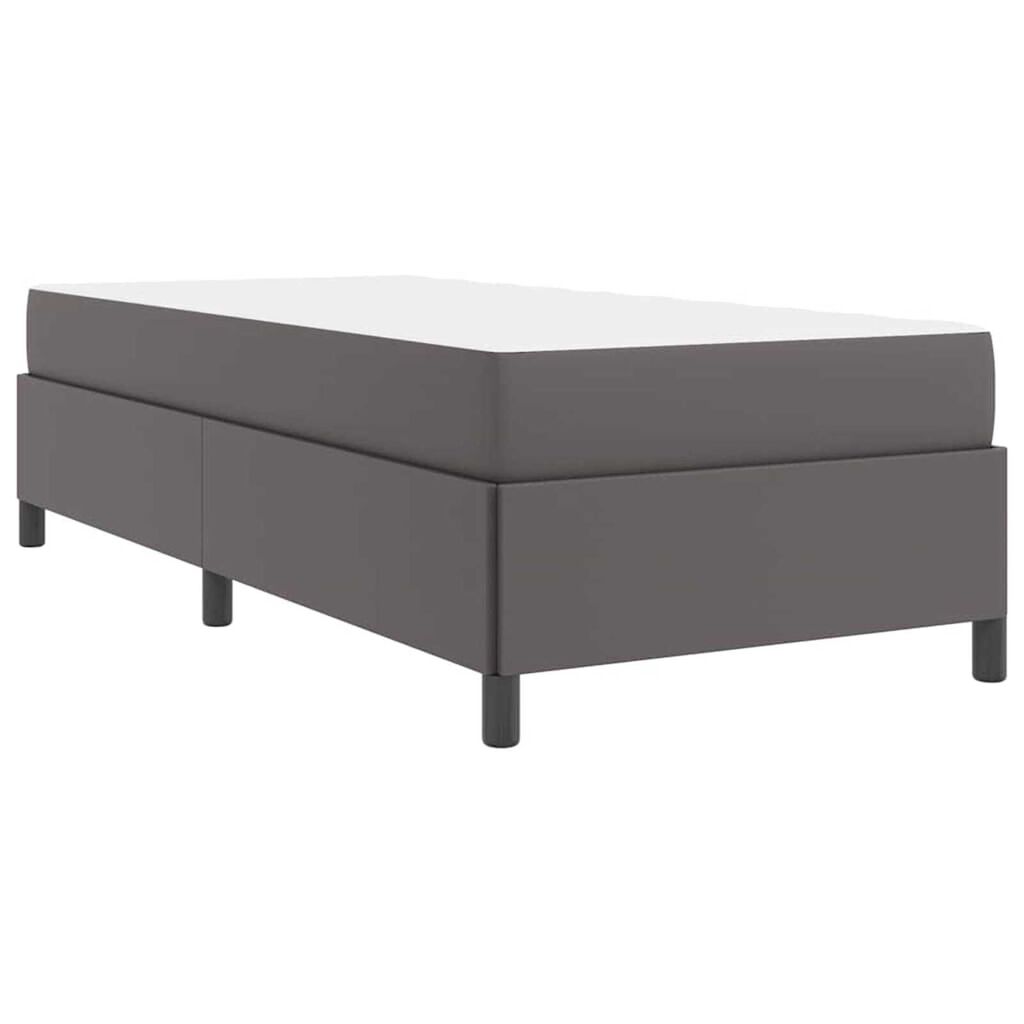 vidaXL Σκελετός κρεβατιού με στρώμα Γκρι 90 x 190 cm Τεχνητό δέρμα