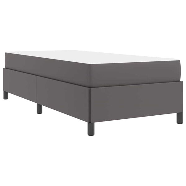 vidaXL Σκελετός κρεβατιού με στρώμα Γκρι 90 x 190 cm Τεχνητό δέρμα