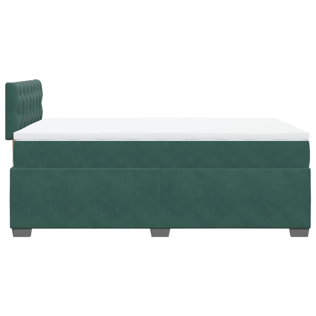 vidaXL Κρεβάτι Boxspring με Στρώμα Σκούρο Πράσινο 120x190εκ. Βελούδινο