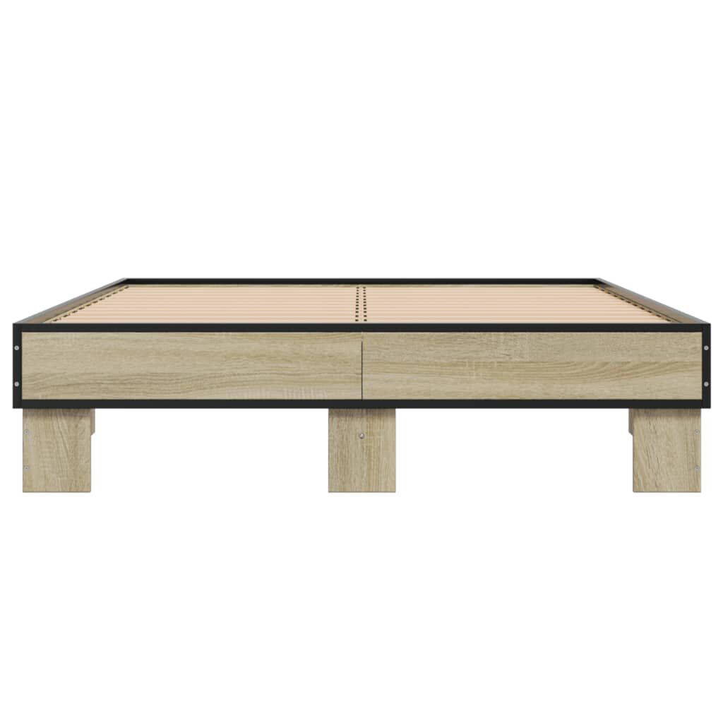 vidaXL Πλαίσιο Κρεβατιού Sonoma Δρυς 120x190 εκ. Επεξ. Ξύλο & Μέταλλο