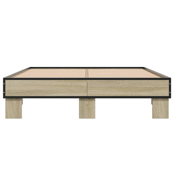 vidaXL Πλαίσιο Κρεβατιού Sonoma Δρυς 120x190 εκ. Επεξ. Ξύλο & Μέταλλο