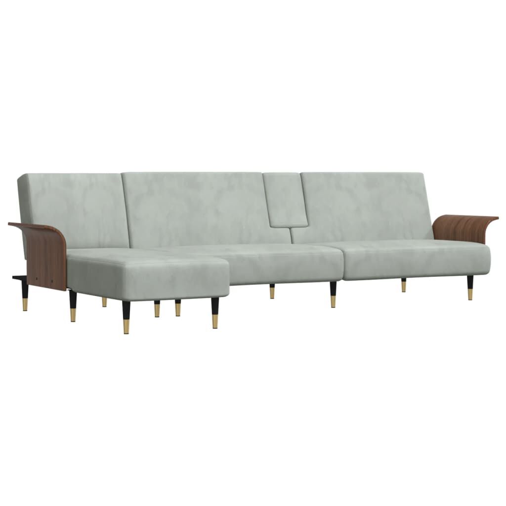 vidaXL Καναπές Κρεβάτι Γωνιακός Αν. Γκρι 279 x 140 x 70 εκ. Βελούδινος