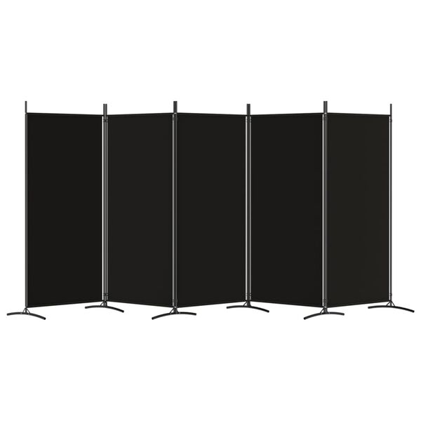 vidaXL Διαχωριστικό Δωματίου με 5 Πάνελ Μαύρο 433x180 εκ. από Ύφασμα