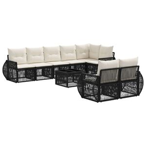 vidaXL &Sigma;&epsilon;&tau; &Kappa;&alpha;&nu;&alpha;&pi;έ &Kappa;ή&pi;&omicron;&upsilon; 9 pcs &Mu;&alpha;ύ&rho;&omicron; &kappa;&alpha;&iota; &Kappa;&rho;&epsilon;&mu; &Lambda;&epsilon;&upsilon;&kappa;ό &sigma;&upsilon;&nu;&theta;&epsilon;&tau;&iota;&kappa;ό &rho;&alpha;&tau;ά&nu;