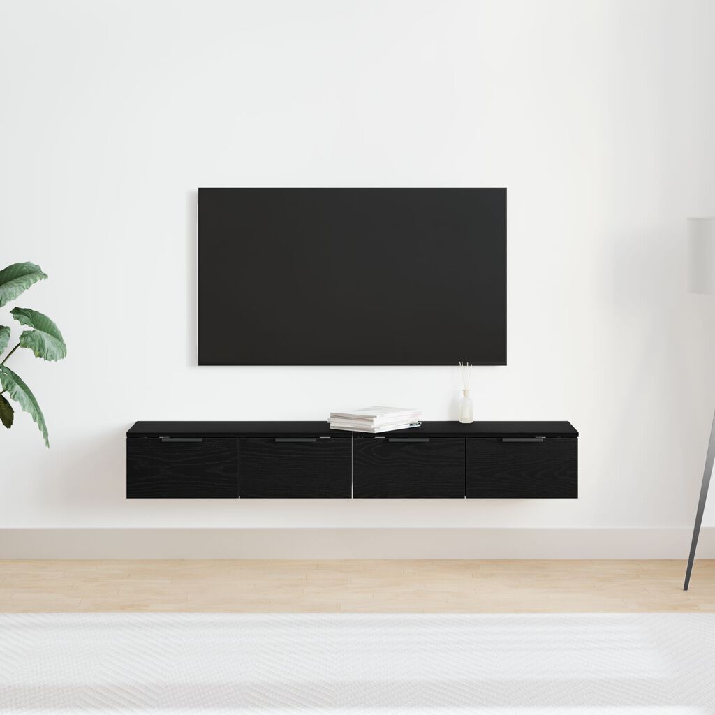 vidaXL Ντουλάπια Τοίχου 2 τεμ Μαύρη Βελανιδιά 68x30x20 εκ Επεξεργασμένο Ξύλο