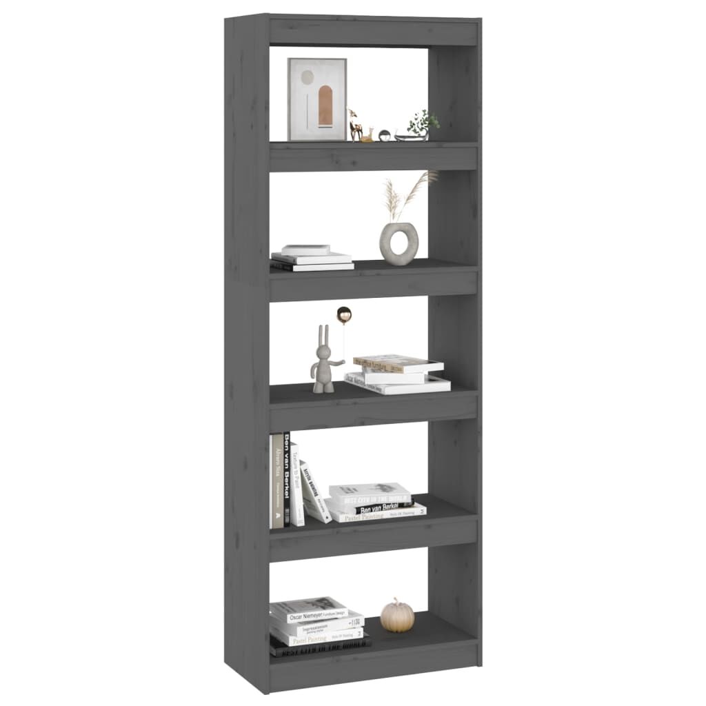 vidaXL Βιβλιοθήκη/Διαχωριστικό Χώρου Γκρι 60x30x167,5 εκ. Μασίφ Πεύκο