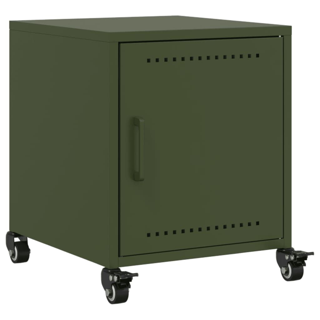 vidaXL Κομοδίνο Πράσινο Λαδί 36x39x43,5 εκ. από Χάλυβα